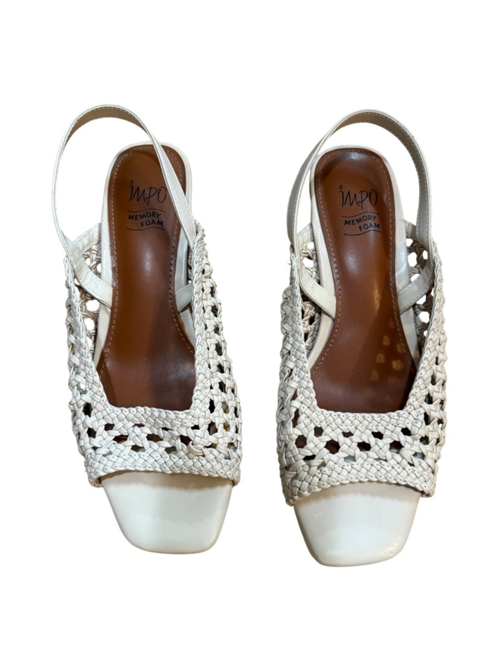 Impo Cream Woven Memory Foam Slingback Sandals